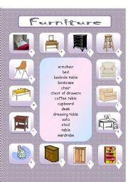 English Worksheet: FURNITURE - matching