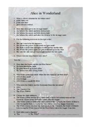 English Worksheet: Alice in Wonderland