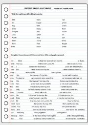 English Worksheet: Present and Past-regular and irregular verbs