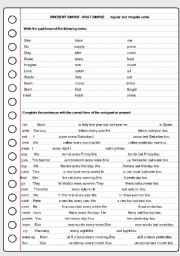 Present and Past-regular and irregular verbs