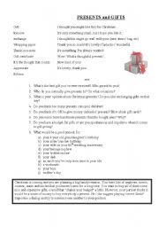 English worksheet: Presents and Gifts