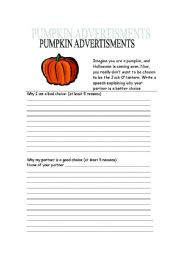 English worksheet: Pumpkin advertisments