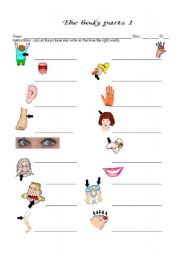 English worksheet: The body parts 1