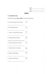 English Worksheet: Healthy habits