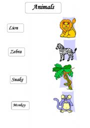 English worksheet: Animals