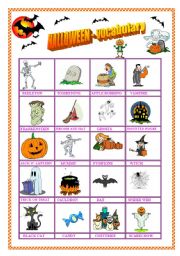 Halloween - vocabulary & missing vowel