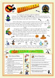 English Worksheet: Halloween - reading & key (fully editable) 