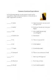English worksheet: Common American Superstitions