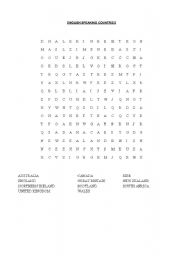 English Worksheet: ENGLISH-SPEAKING COUNTRIES WORDSEARCH