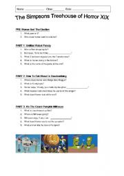 English Worksheet: The Simpsons Treehouse of Horror 19