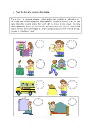 English Worksheet: complete the clocks