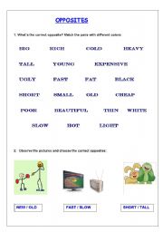 English worksheet: Opposites