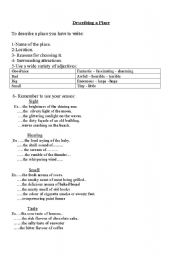 English Worksheet: descriptive writing