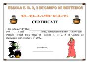 HALLOWEEN CERTIFICATE