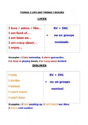 English worksheet: likes and dislikes