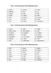 English Worksheet: PLURALS