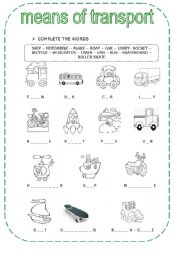 English Worksheet: Means of Transport