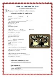 English Worksheet: Have you ever seen the rain? by Creedence Clearwater Revival