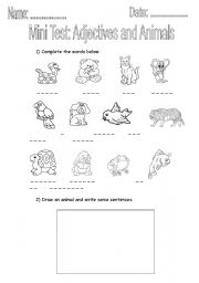 English worksheet: Adjectives and Animals