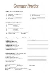 English Worksheet: Grammar practice