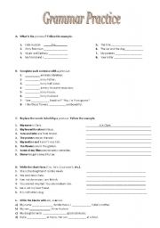 English worksheet: Grammar practice