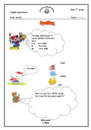 English Worksheet: Spelling the long vowel sound a