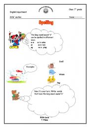 English worksheet: Spelling the long vowel sound a