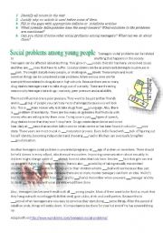 English Worksheet: Social problems - articles practice