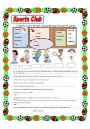 English Worksheet: Sports Club.