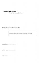 English Worksheet: safety at home