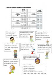 English Worksheet: TIMETABLES