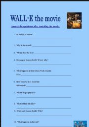 English worksheet: Wall-E the Movie