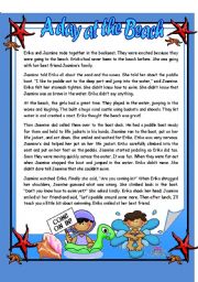 English Worksheet: A day at the Beach - Reading Comprehension