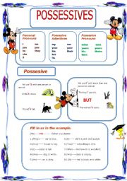 English Worksheet: POSSESSIVES ( 2 PAGES)