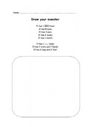 English worksheet: Draw a monter