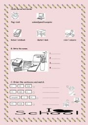 English worksheet: Classroom objects