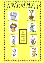 English worksheet: ANIMALS