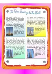 English Worksheet: Reading - The Tallest Buildings In The World