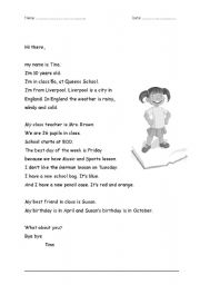 English Worksheet: Tinas letter
