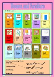 English Worksheet: Rooms and furniture