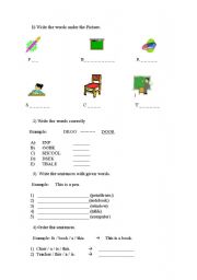 English worksheet: my classroom