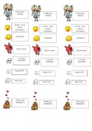 English Worksheet: encouragement cards