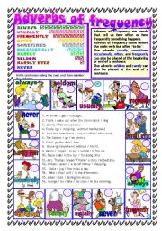 English Worksheet: ADVERBS OF FREQUENCY  / B&W / KEY INCLUDED