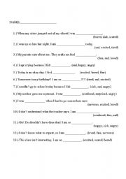 English Worksheet: Feelings - Select the right emotion.