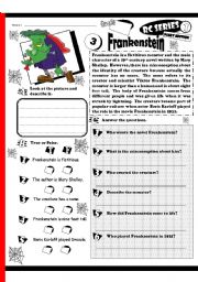 English Worksheet: RC Series_Scary Edition_03 Frankenstein (Fully Editable + Key)