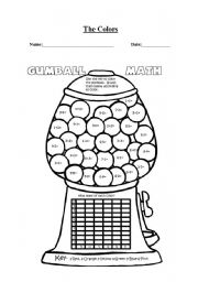 English Worksheet: Colours-Gumball Match