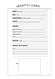 English worksheet: Identity Card