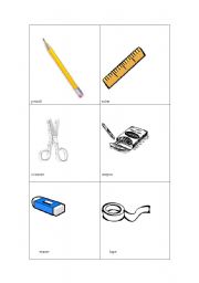 English Worksheet: flashcards of stationery