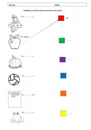 English Worksheet: colours and objects