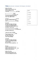 English Worksheet: Song - Yellow -  Cold Play